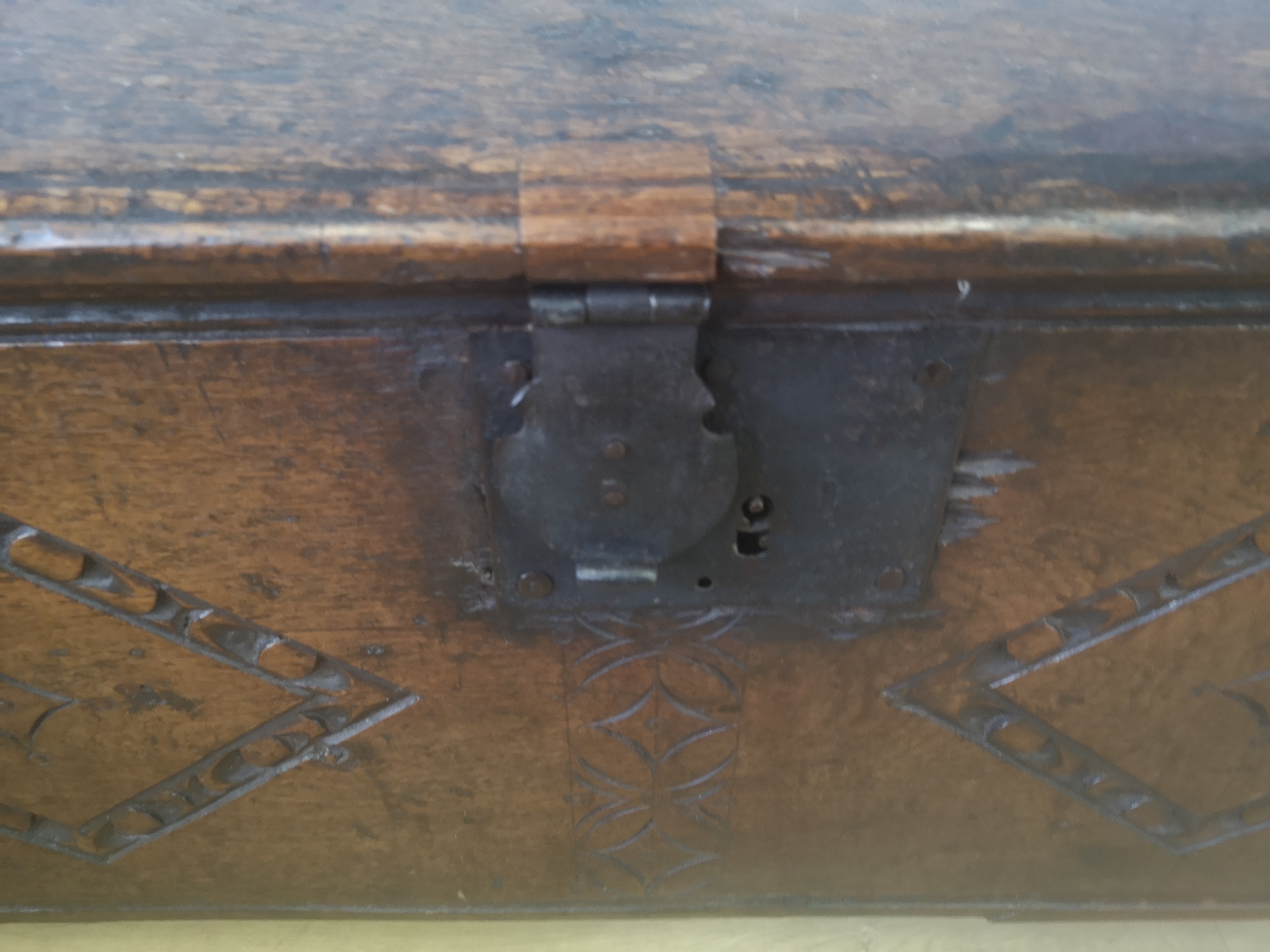 19th century oak dome topped coffer - Image 2 of 5