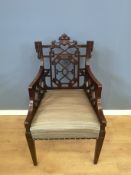 Oriental style open armchair