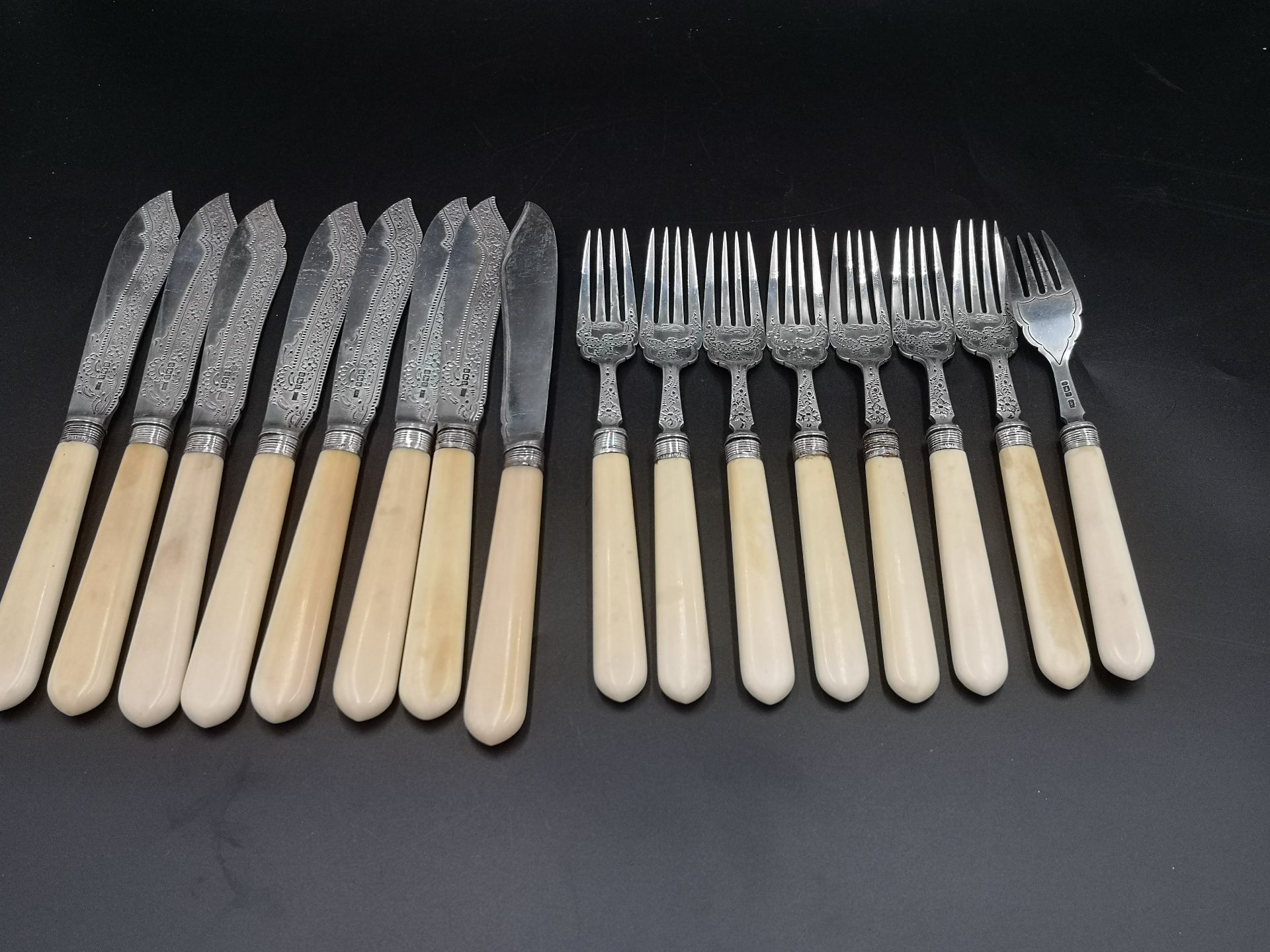 Eight place setting of fish knives and forks with silver blades and forks - Image 5 of 5