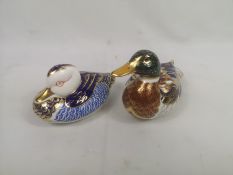 Two Royal Crown Derby duck paperweights
