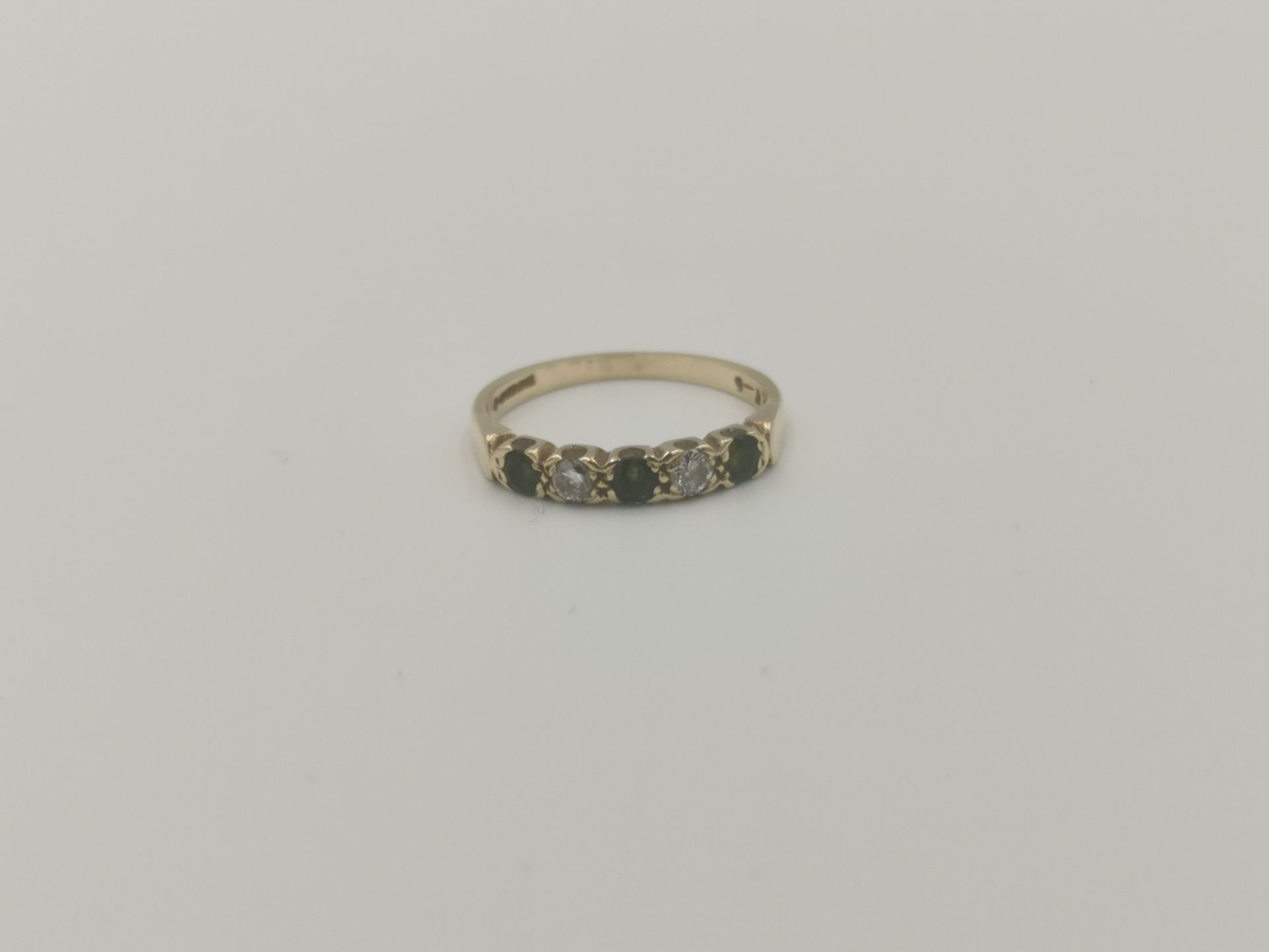 9ct gold, diamond and green stone ring - Image 3 of 4