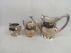 White metal three piece tea set