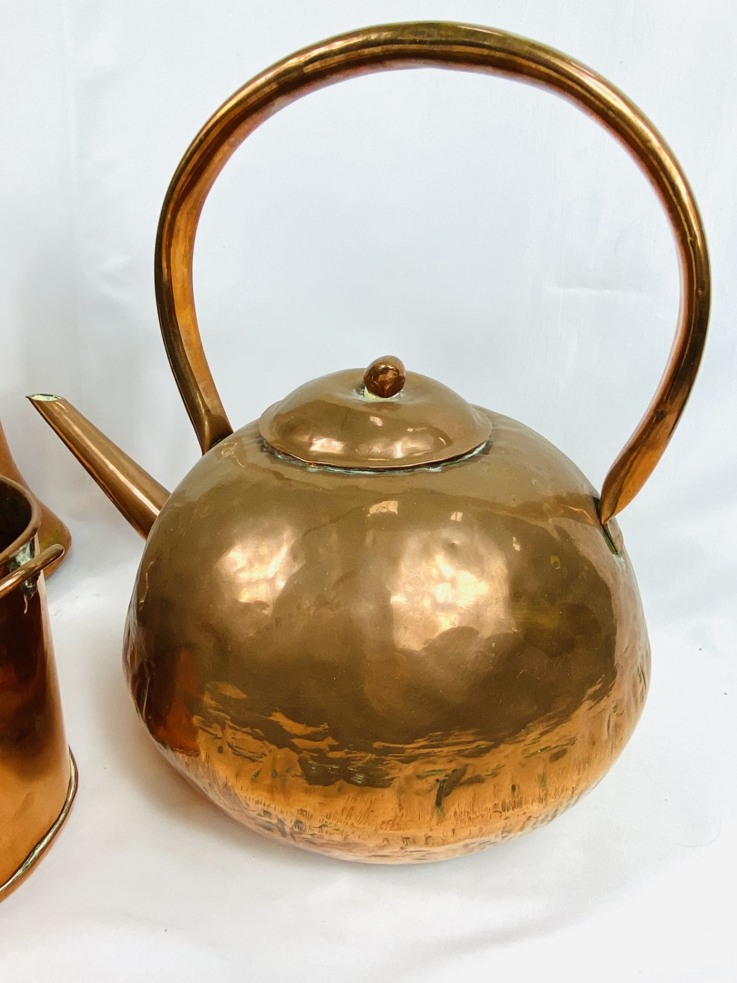 Middle Eastern copper coffee pot and other copper - Image 2 of 5