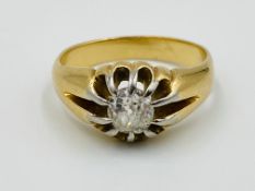 18ct gold ring set with an old cut diamond