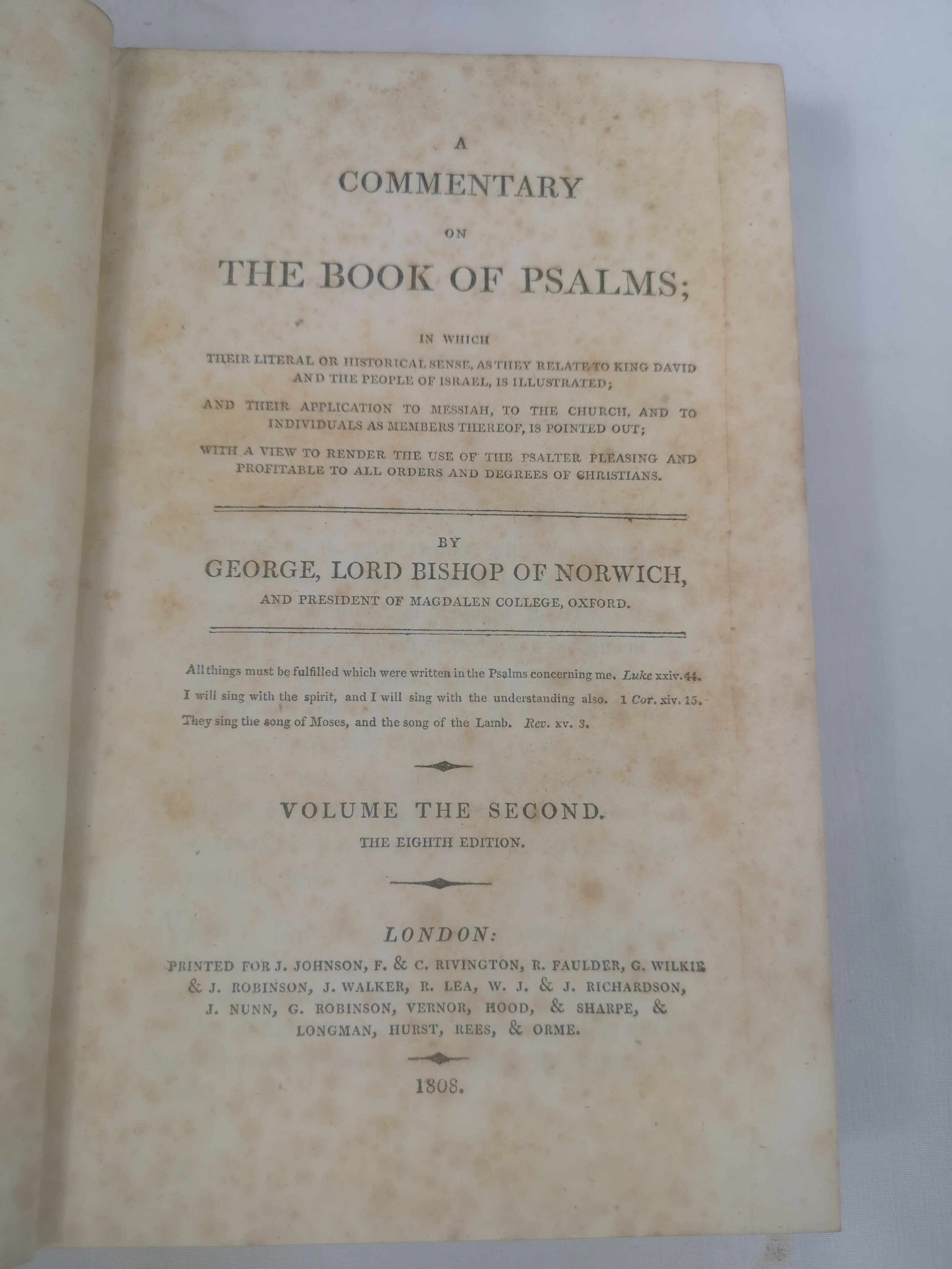 The Works of William Shakespeare, 1866; A Commentary of The Book of Psalms Volume II - Image 3 of 6