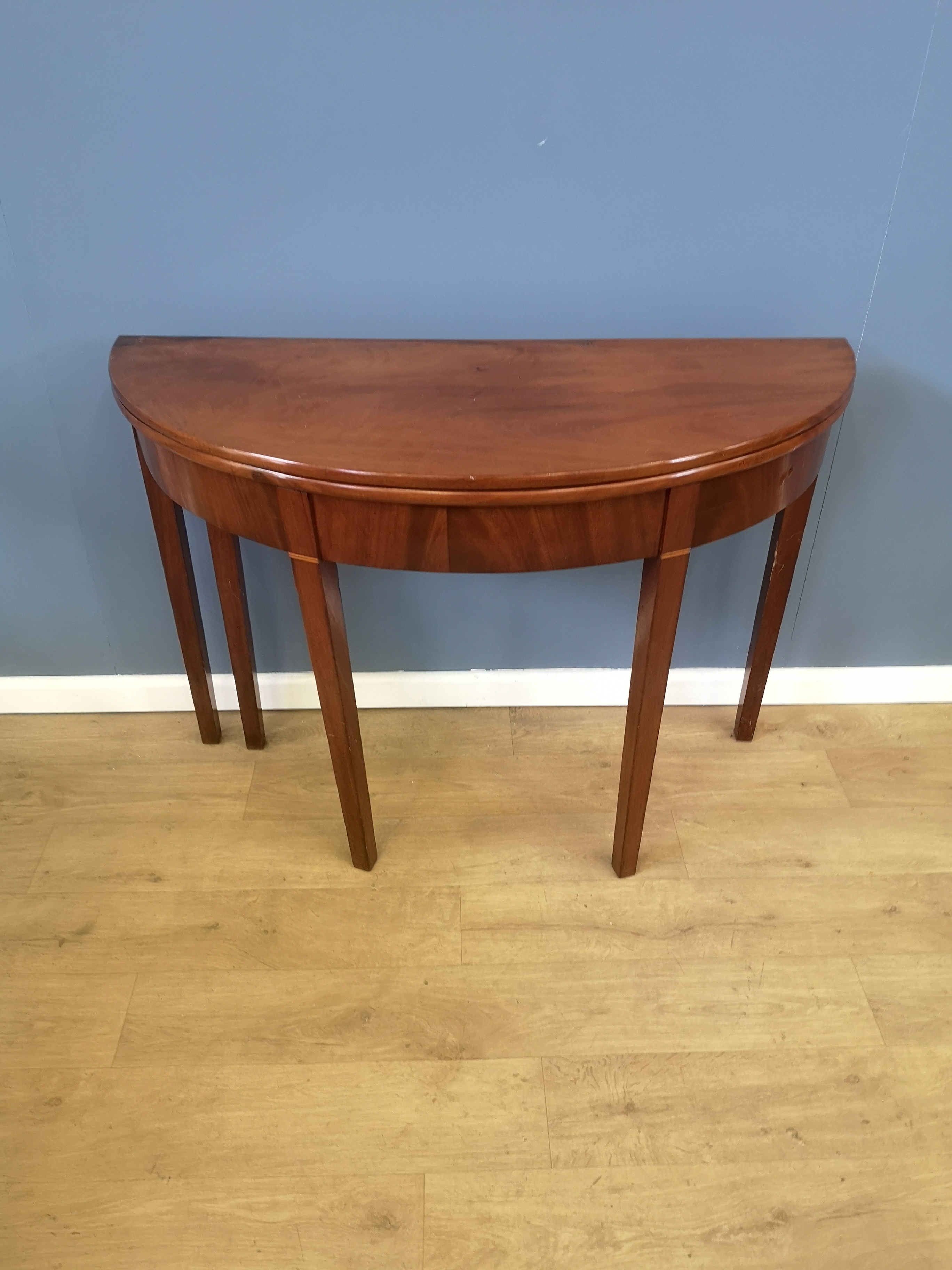 Mahogany demi lune fold top table