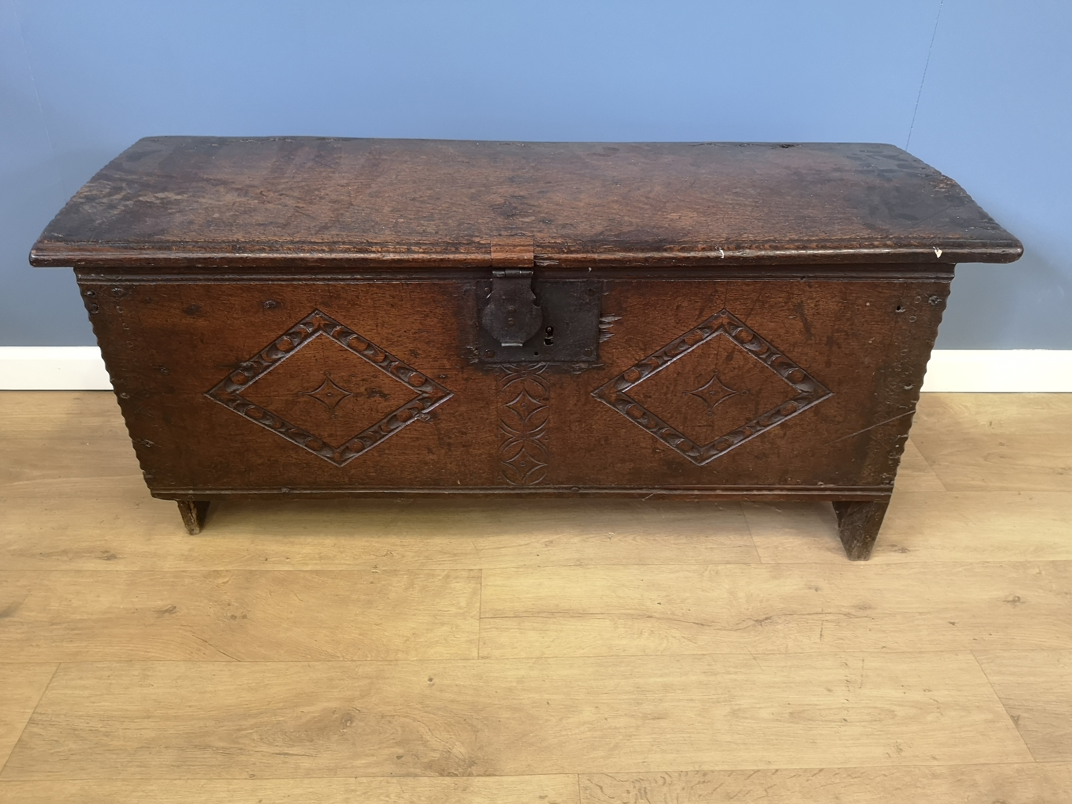 19th century oak dome topped coffer