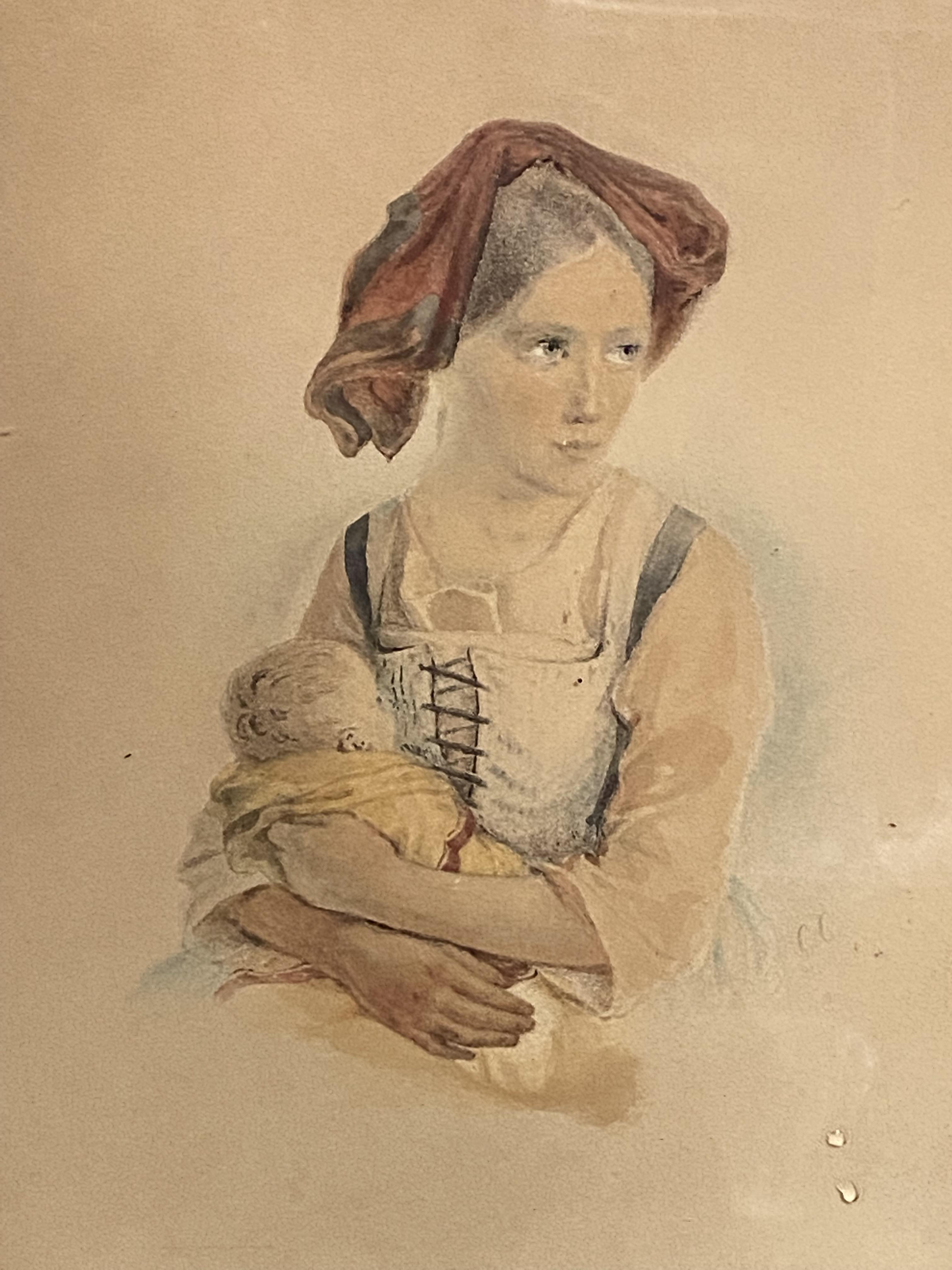 Framed and glazed watercolour of a young lady - Image 2 of 4