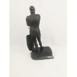 Bronze figure of a knight on a marble base