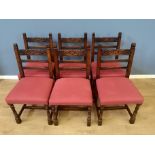 Set of six oak ladderback chairs