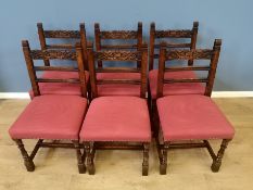 Set of six oak ladderback chairs