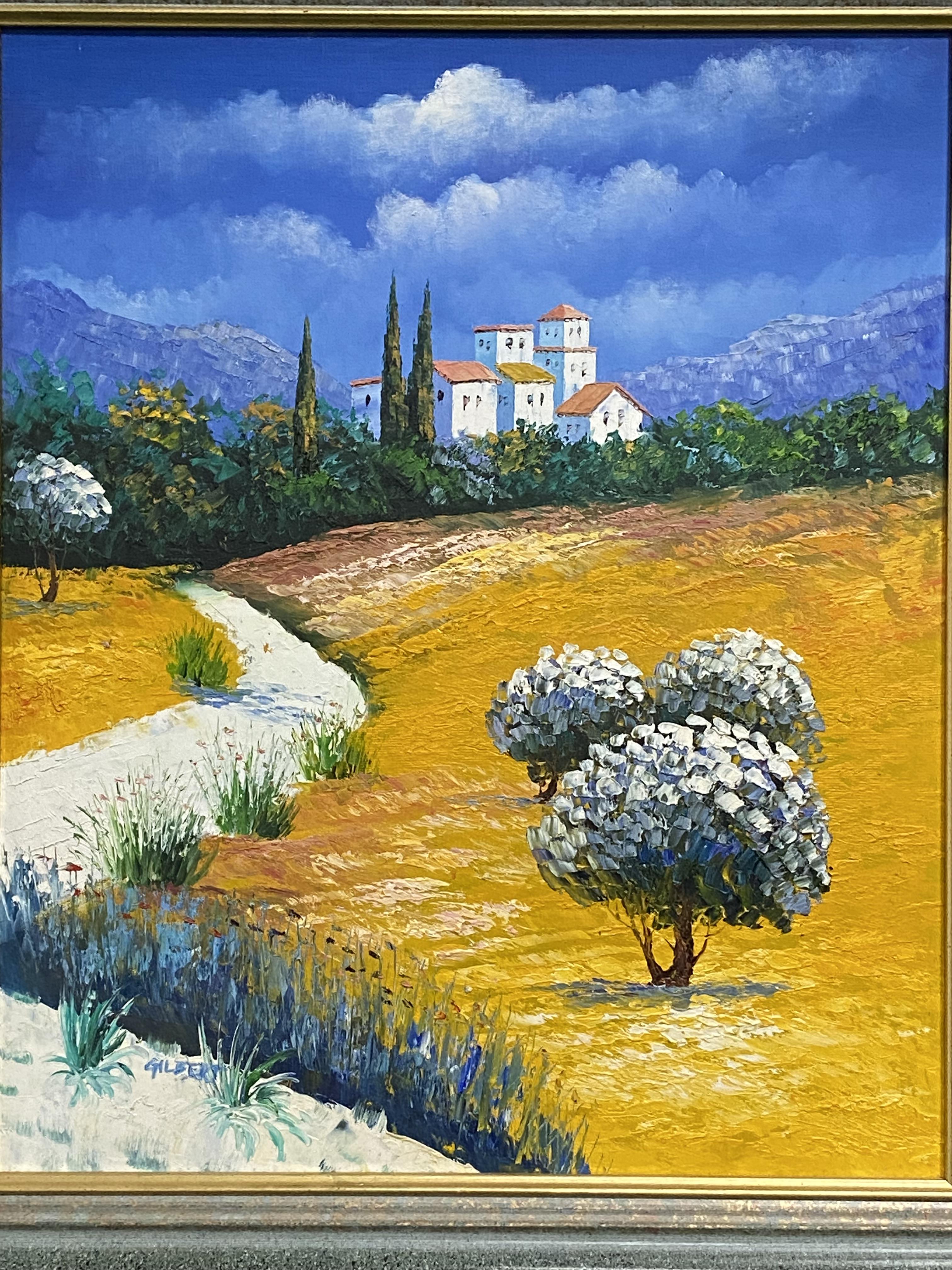 Framed oil on canvas of a Provence landscape, signed Gilbert - Image 5 of 5