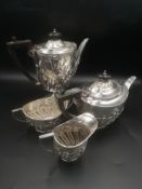 Four piece silver tea set, 1922