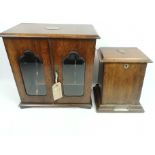 Oak smokers cabinet together with an oak stationery box