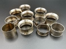 Quantity of silver and silverplate napkin rings