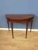 Edwardian mahogany demilune lift top card table