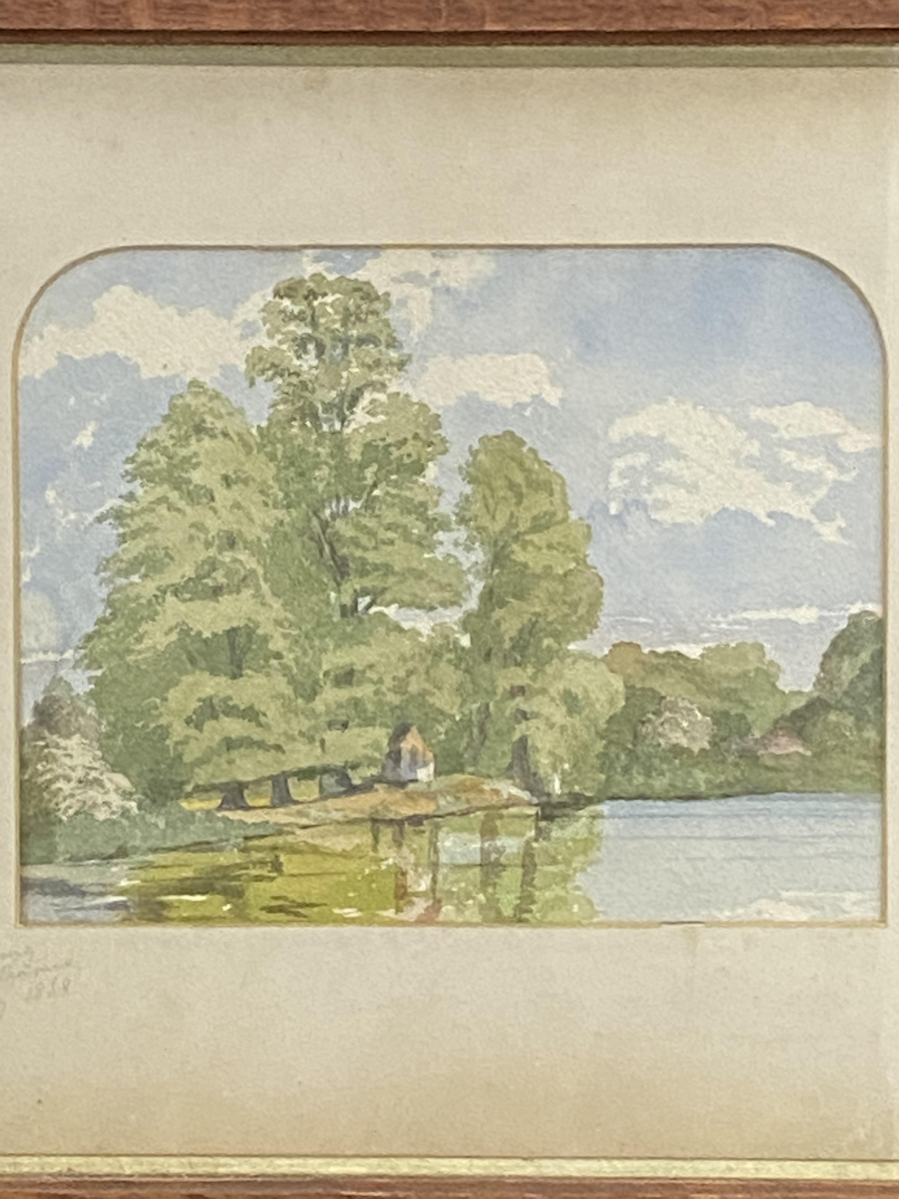 Framed and glazed watercolour, Spring Bank of Thames 1838 - Image 4 of 4