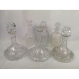 Six cut glass decanters