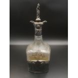 Continental glass decanter with silver top