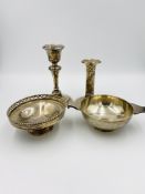 Silver candlestick and other items of silver