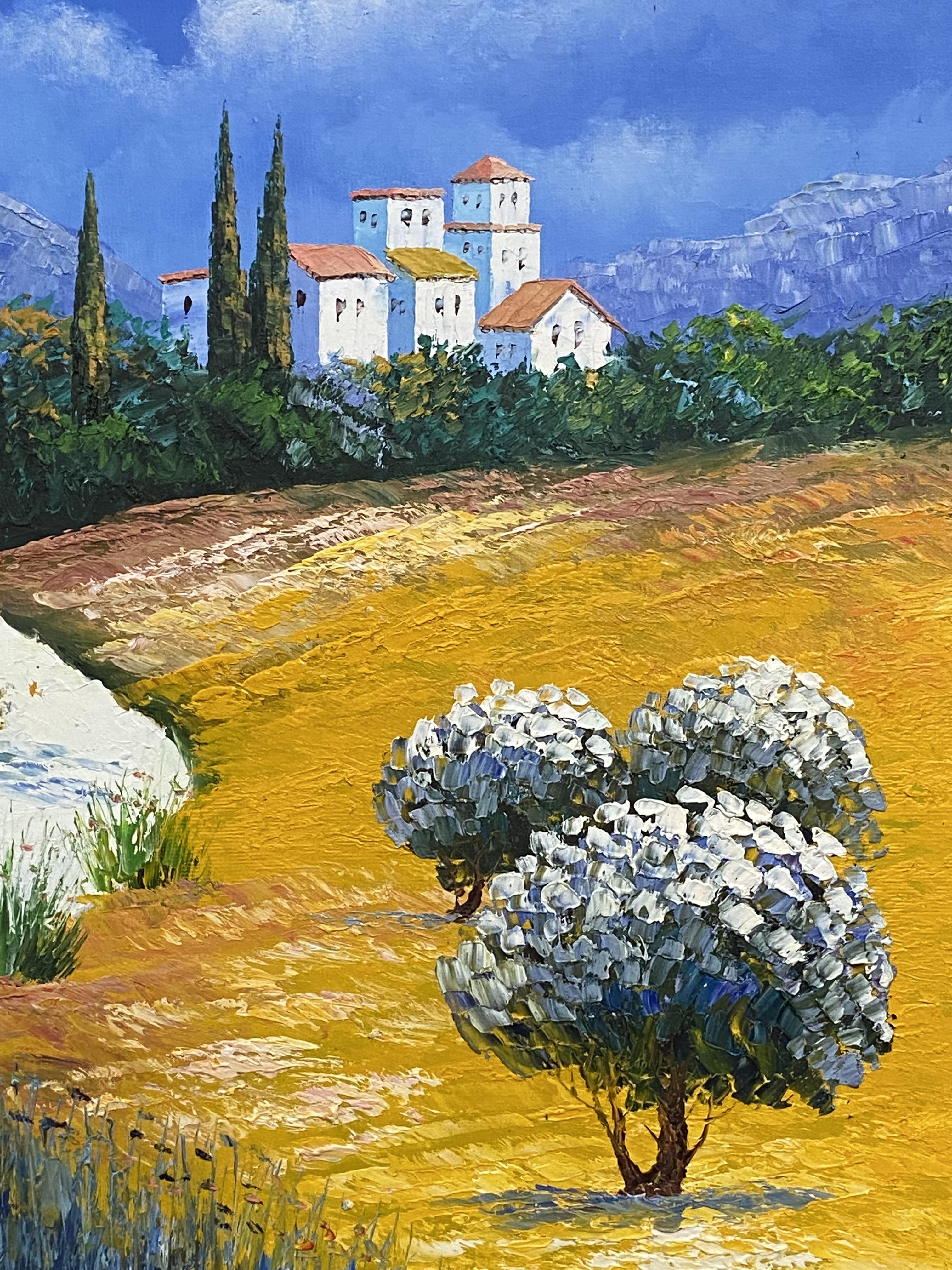 Framed oil on canvas of a Provence landscape, signed Gilbert - Image 3 of 5