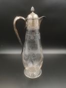 Victorian cut glass and silver claret jug