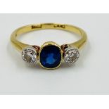 18ct gold, sapphire and diamond three stone ring