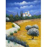 Framed oil on canvas of a Provence landscape, signed Gilbert