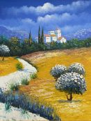 Framed oil on canvas of a Provence landscape, signed Gilbert