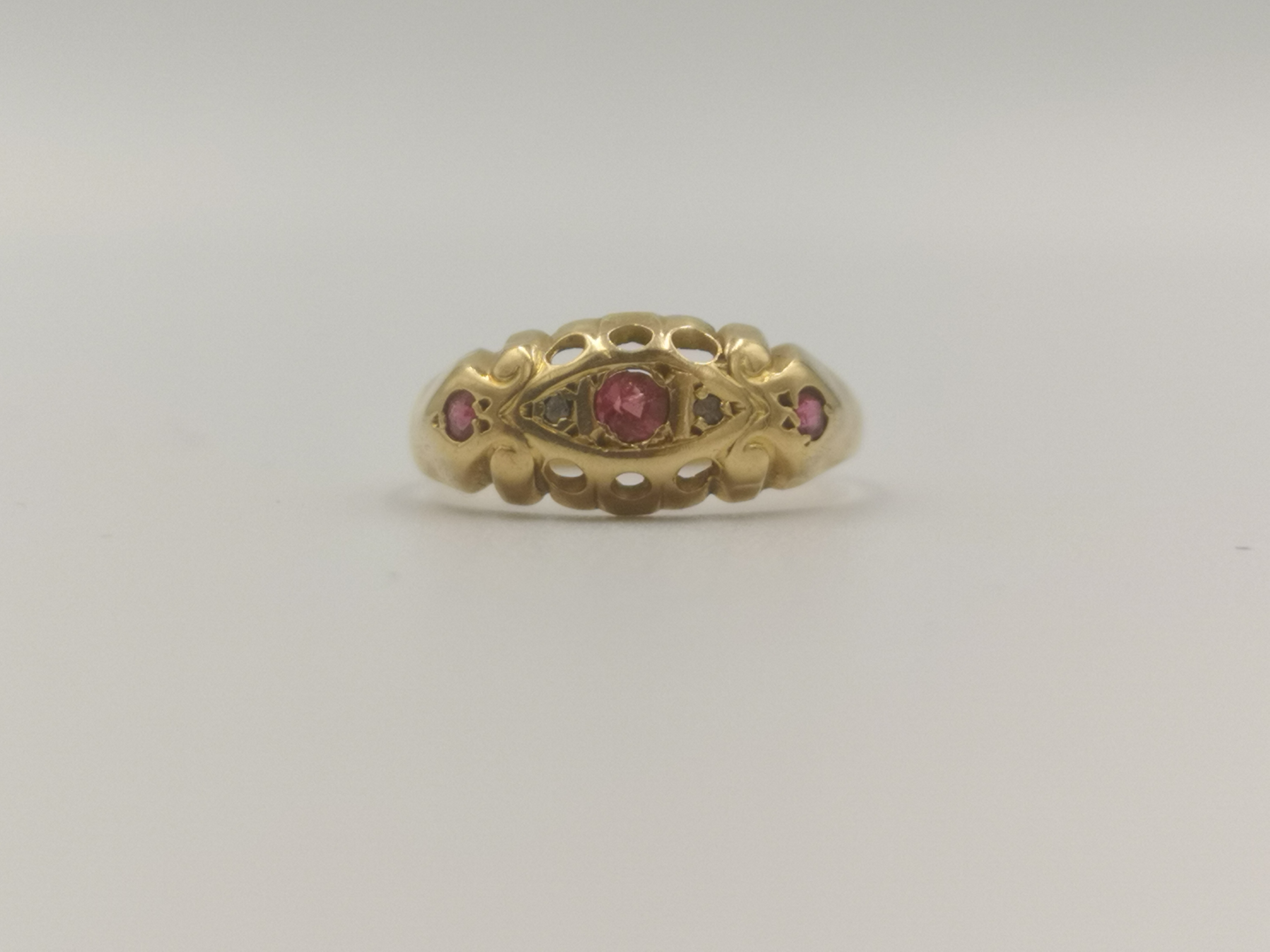 Victorian 18ct gold, ruby and diamond ring