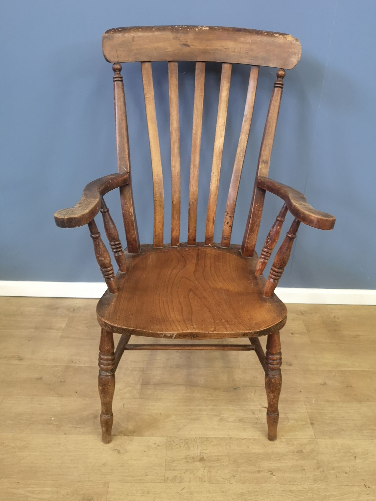 Elm rail back open armchair