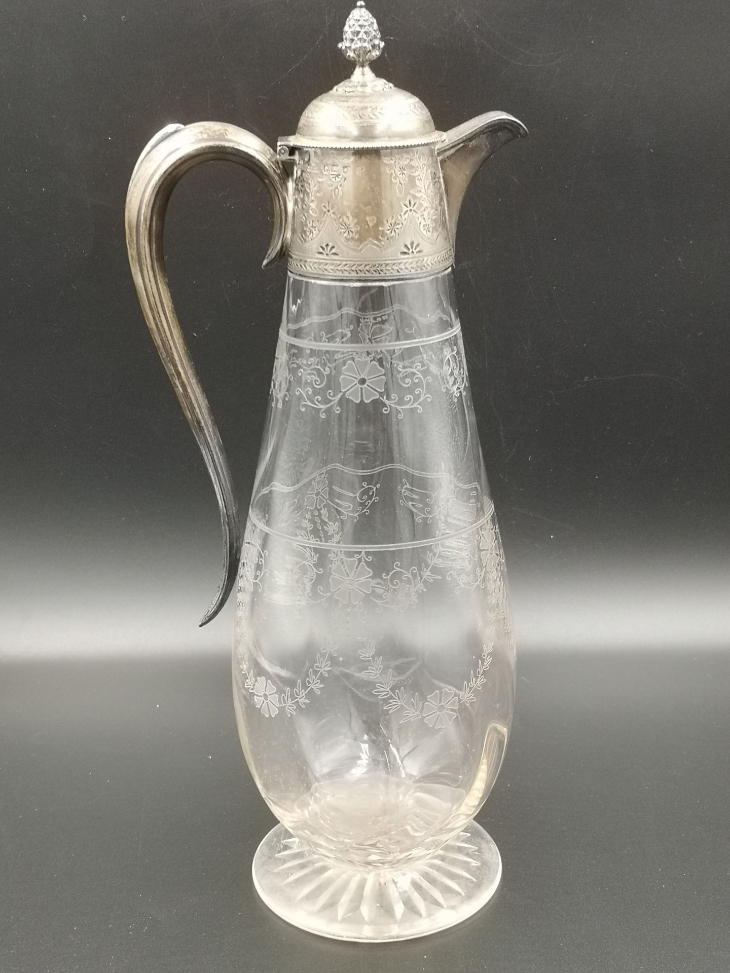 Victorian cut glass and silver claret jug - Image 2 of 5