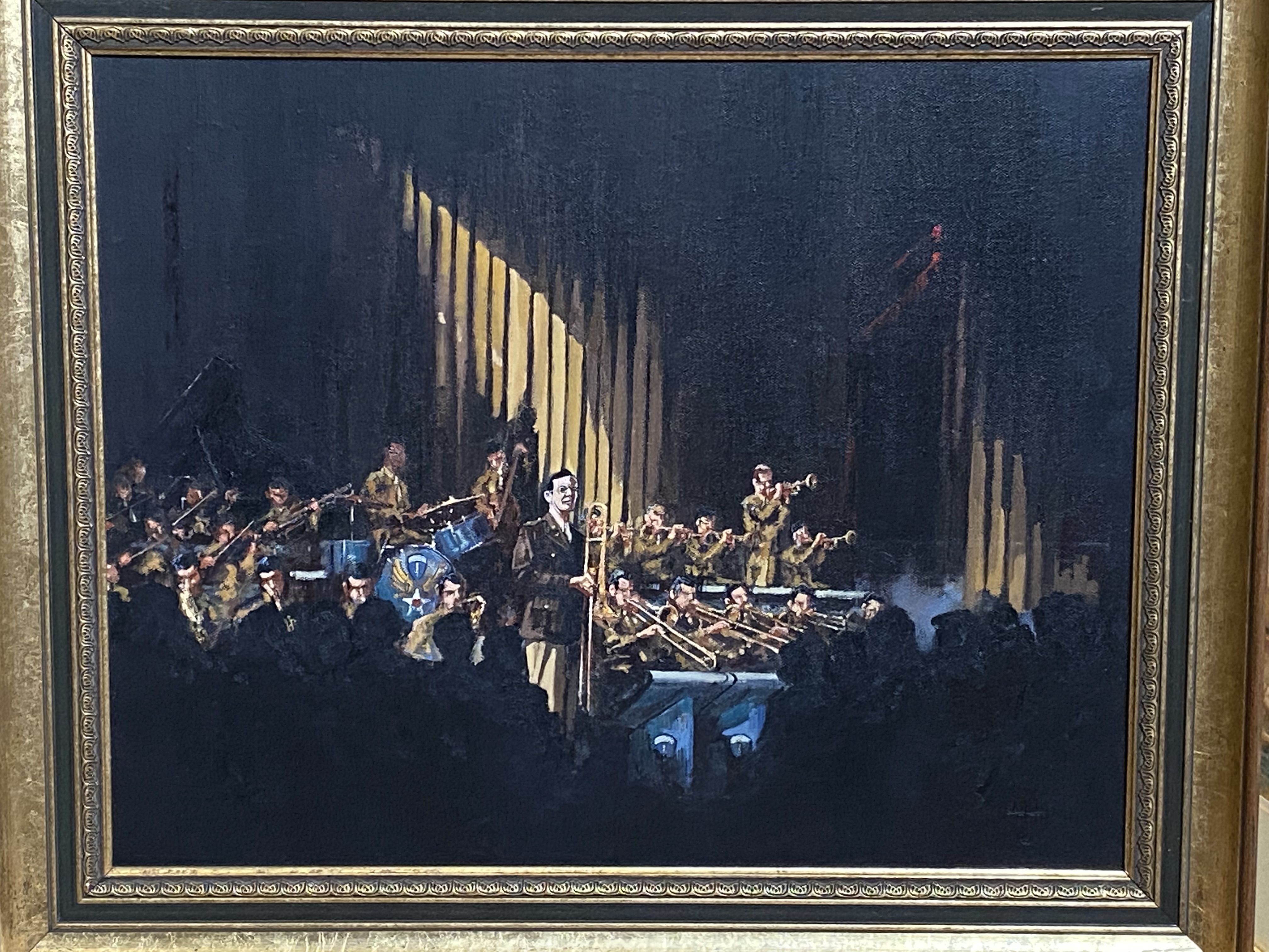 Framed and glazed canvas of an American big band - Image 4 of 4