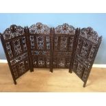 Contemporary four panel pierced wood folding screen