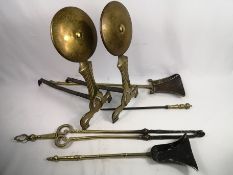 Pair of Victorian brass fire dogs