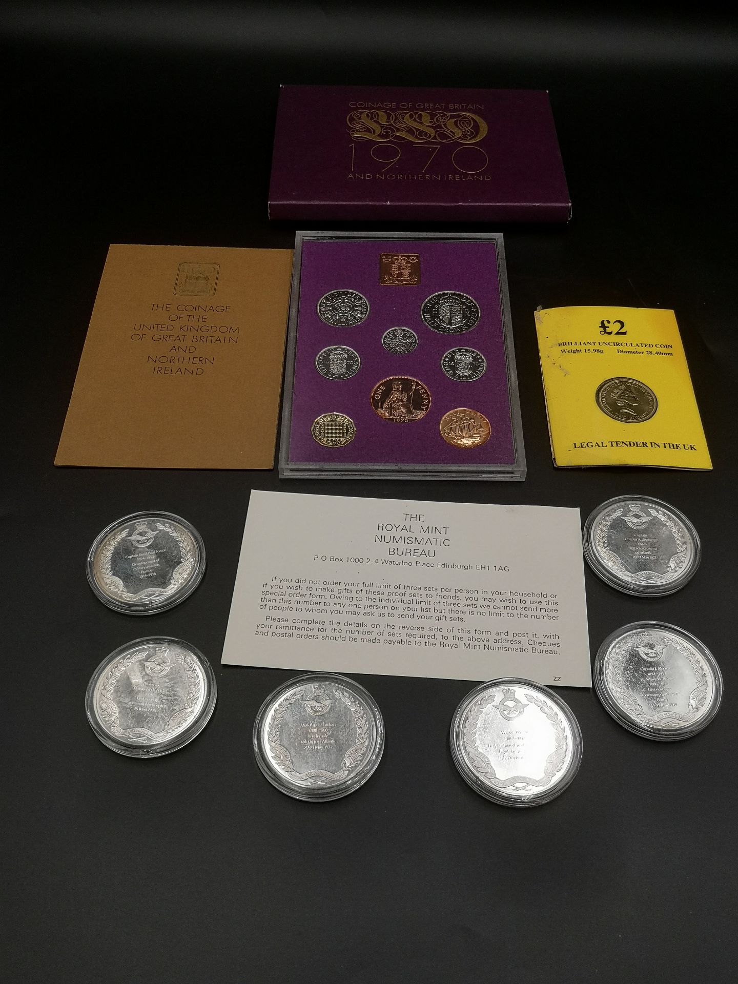 Six RAF museum silver coins, together with a Royal Mint proof set - Image 6 of 6