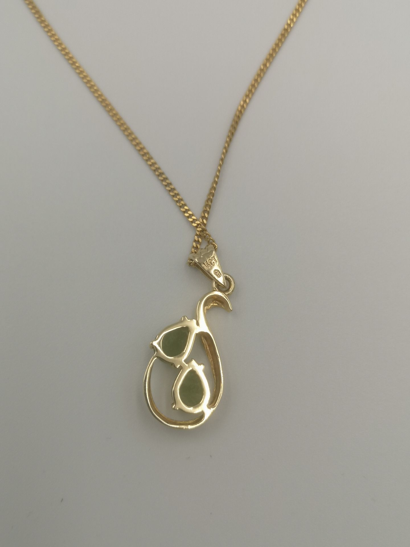 9ct gold and jade set pendant together with a jade fob - Image 4 of 6