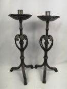 Pair of steel church candlesticks