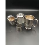 Victorian silver milk jug together with other items of silver