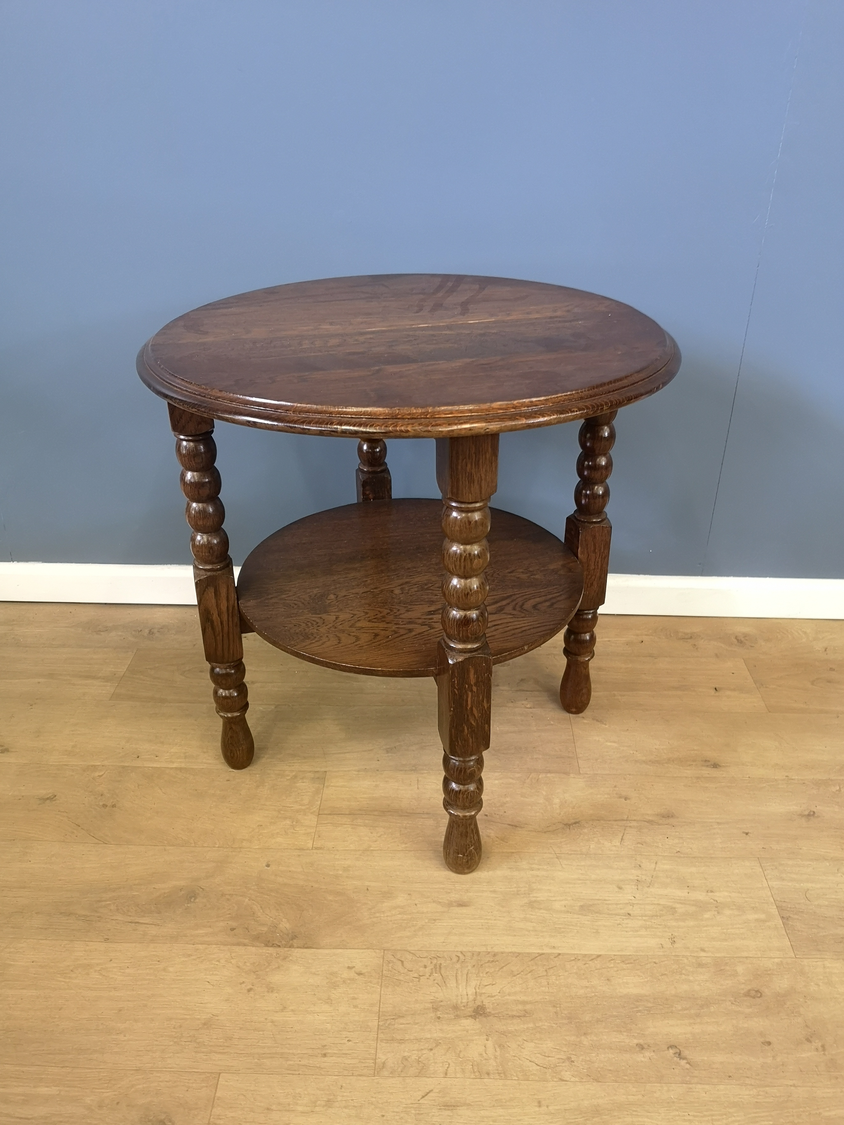 Circular oak side table