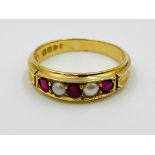 18ct gold, ruby and seed pearl ring