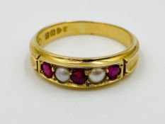 18ct gold, ruby and seed pearl ring
