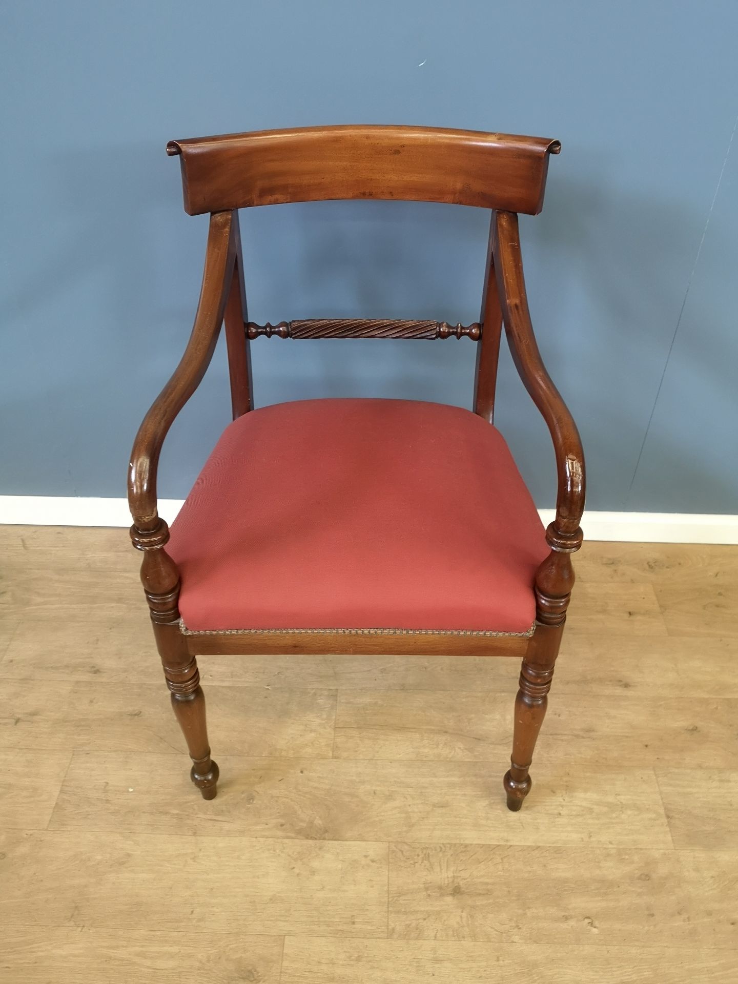 Contemporary mahogany open armchair