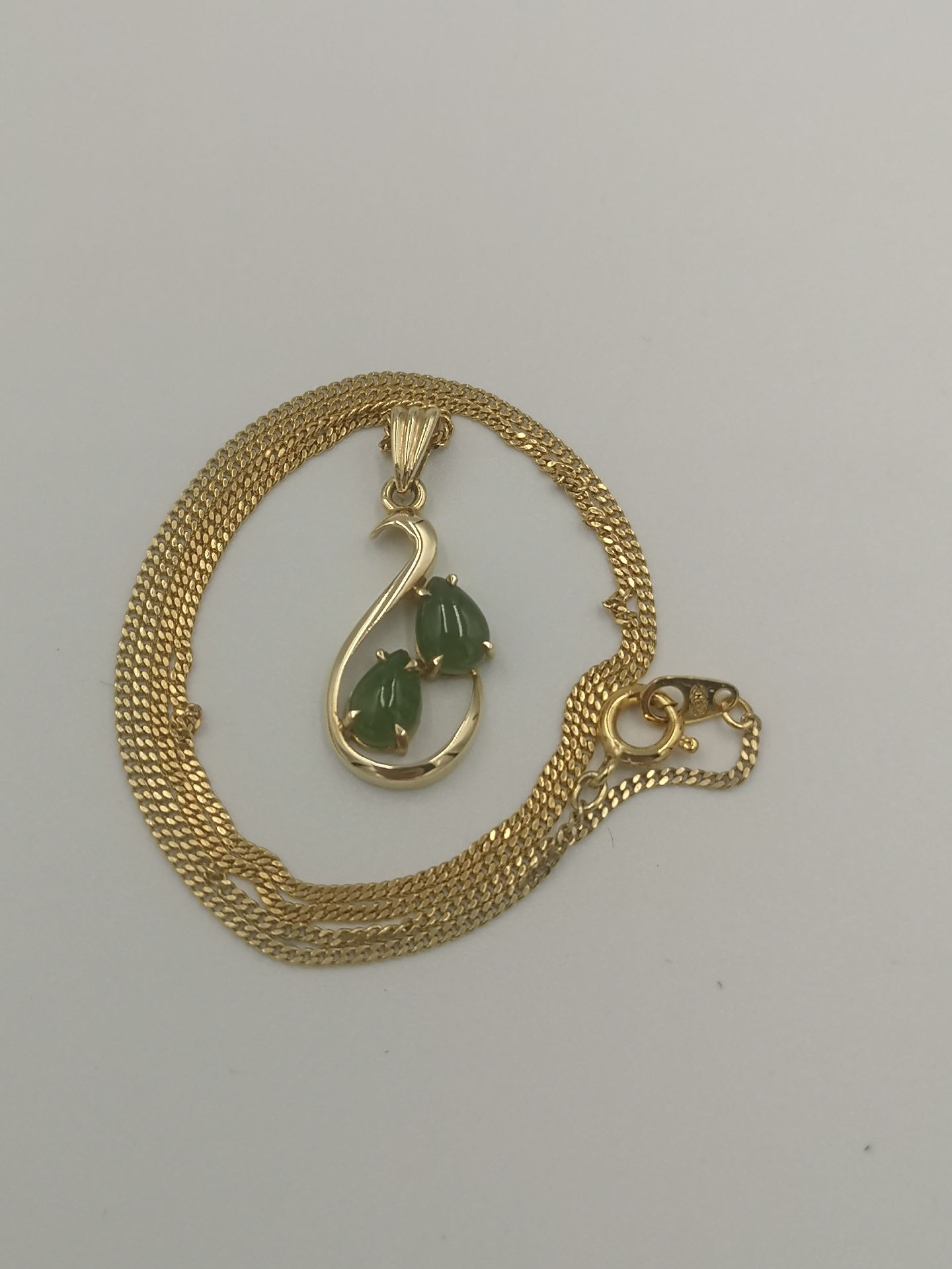 9ct gold and jade set pendant together with a jade fob - Image 5 of 6