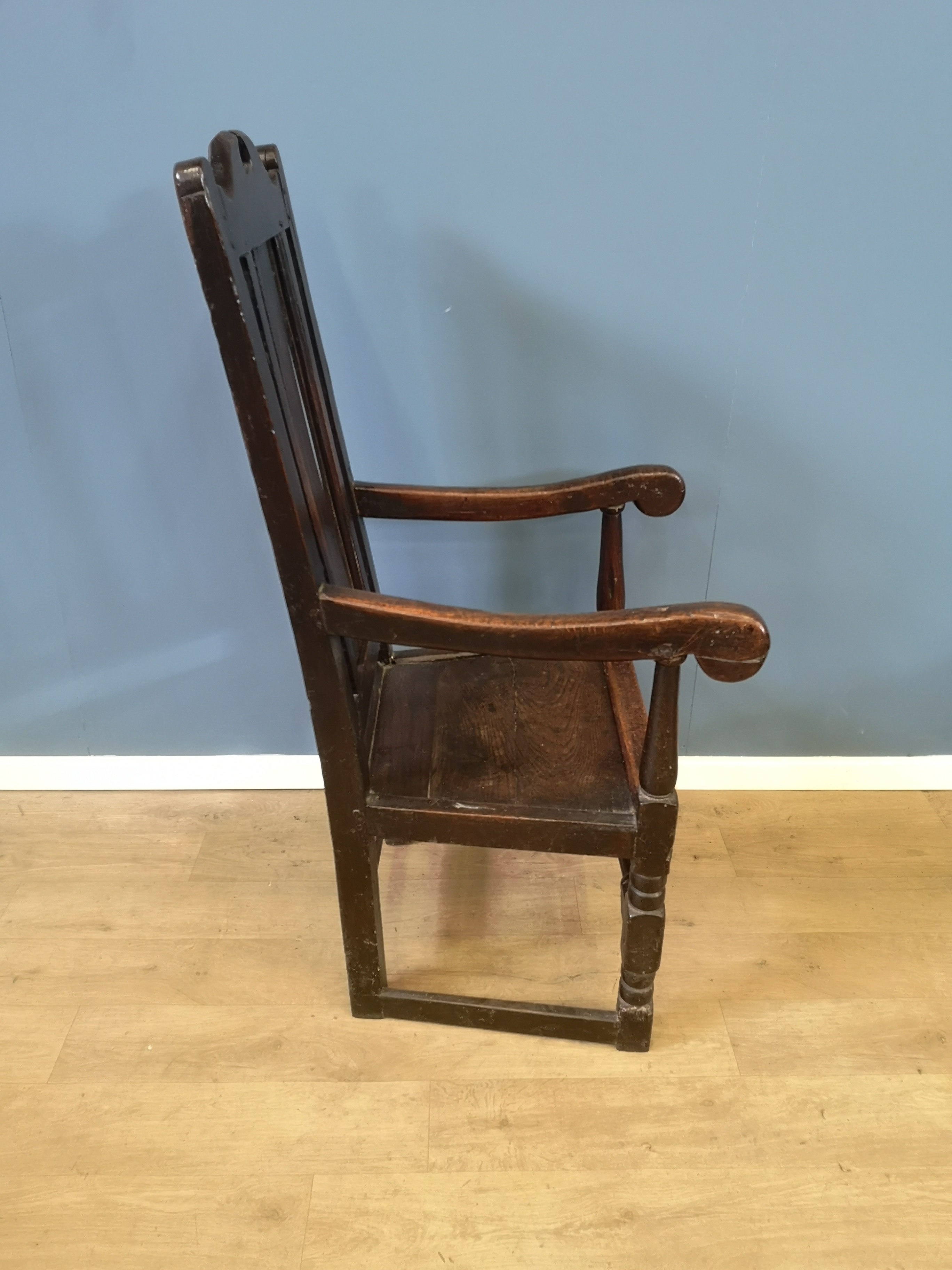 Oak and elm rail back armchair - Image 5 of 5