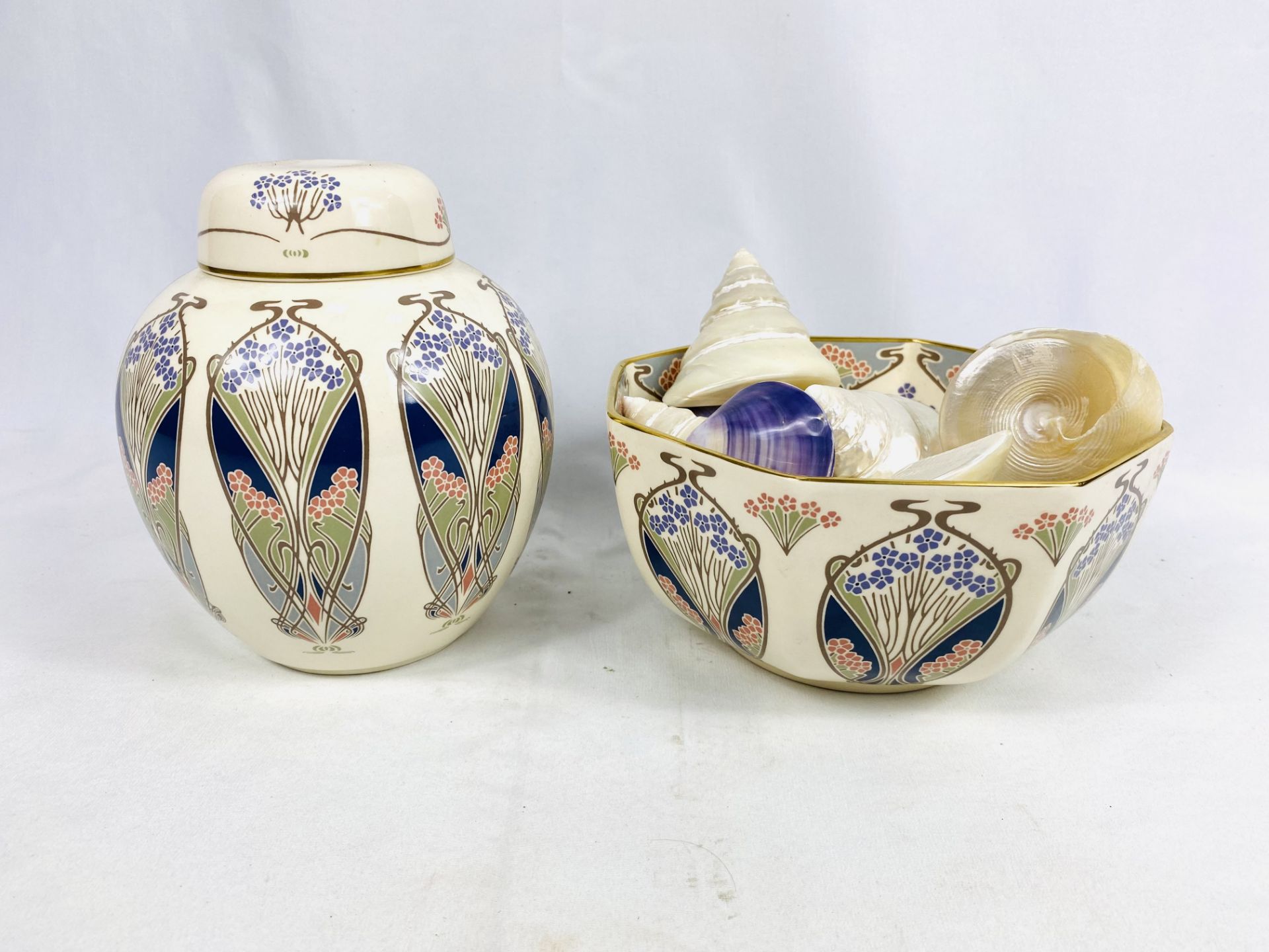 A Liberty Masons Ironstone ginger jar; together with a Liberty octagonal bowl