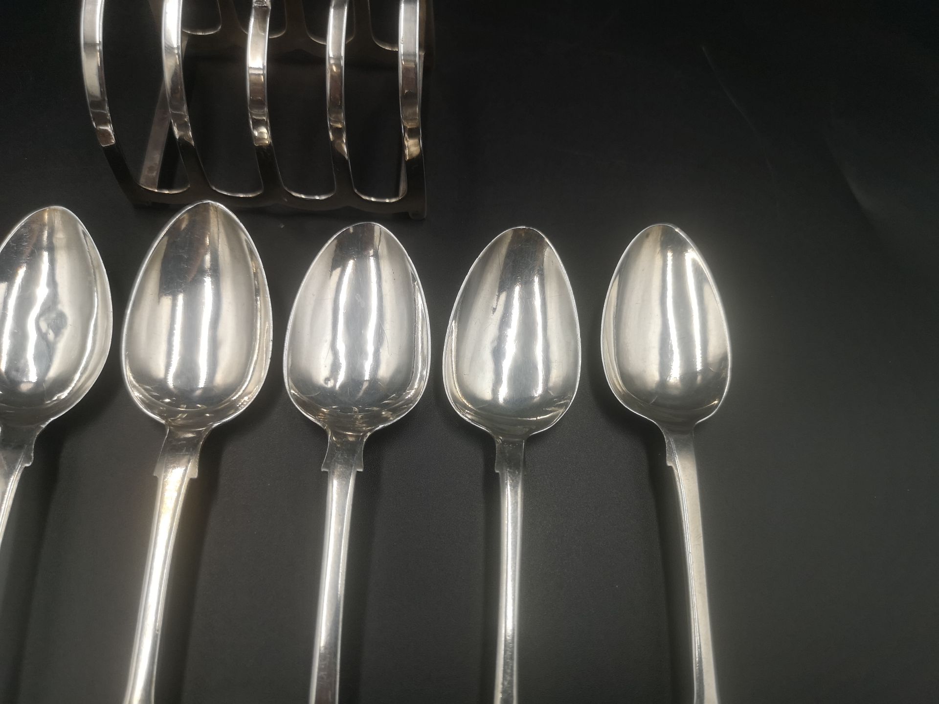 Set of six silver tea spoons and other items of silver - Image 3 of 6