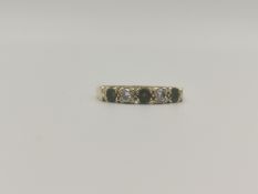 9ct gold, diamond and green stone ring