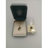 9ct gold and jade set pendant together with a jade fob