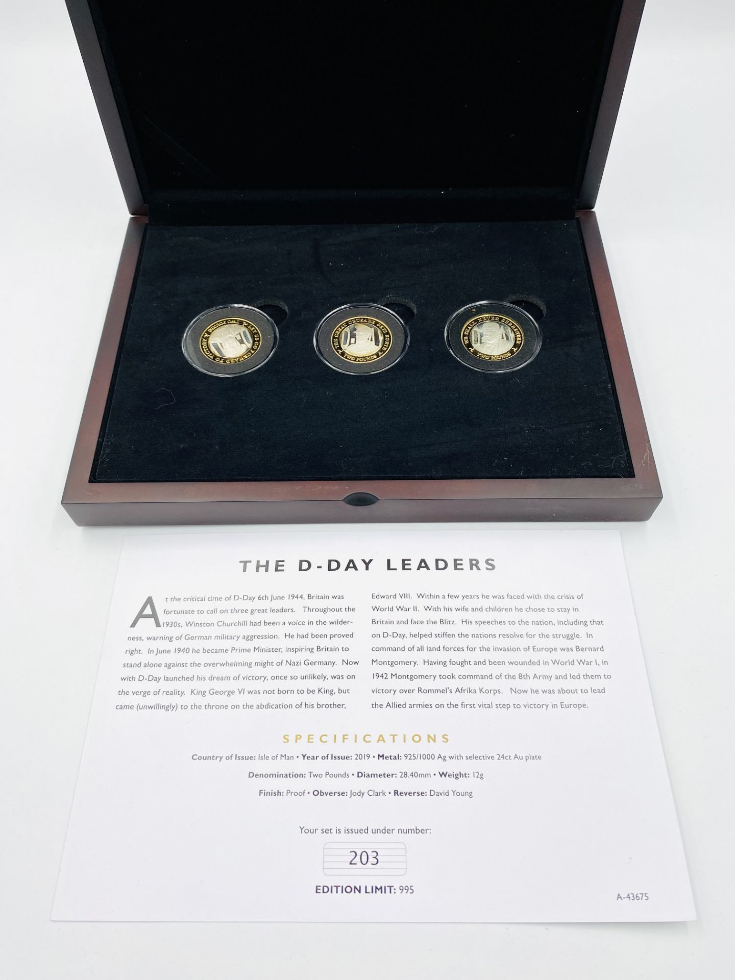 Limited Edition 75th Anniversary D-Day Leaders silver proof £2 coin set - Image 2 of 4